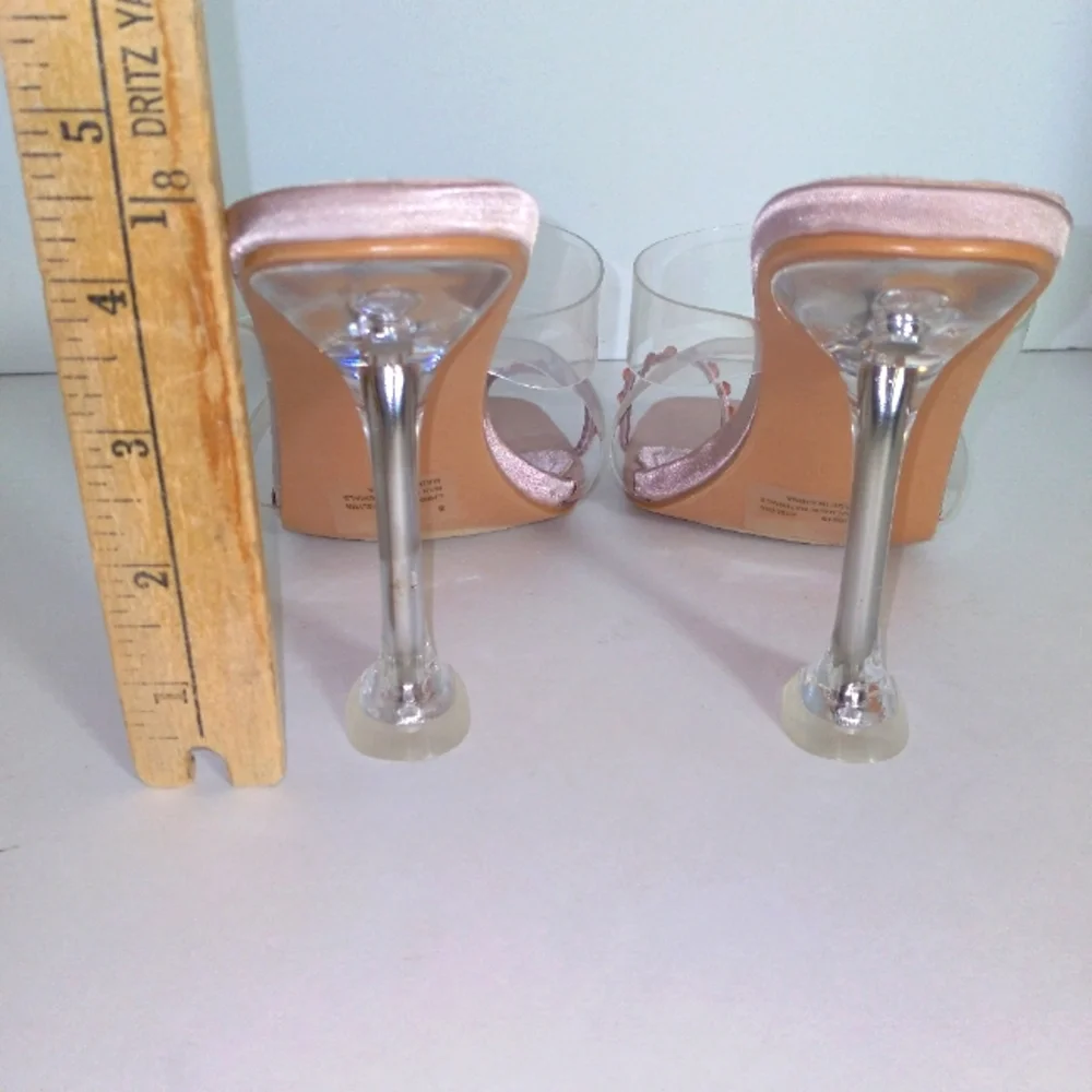 CAPE ROBBIN Champagne Bling Ring Toe Clear Heels- Size 8